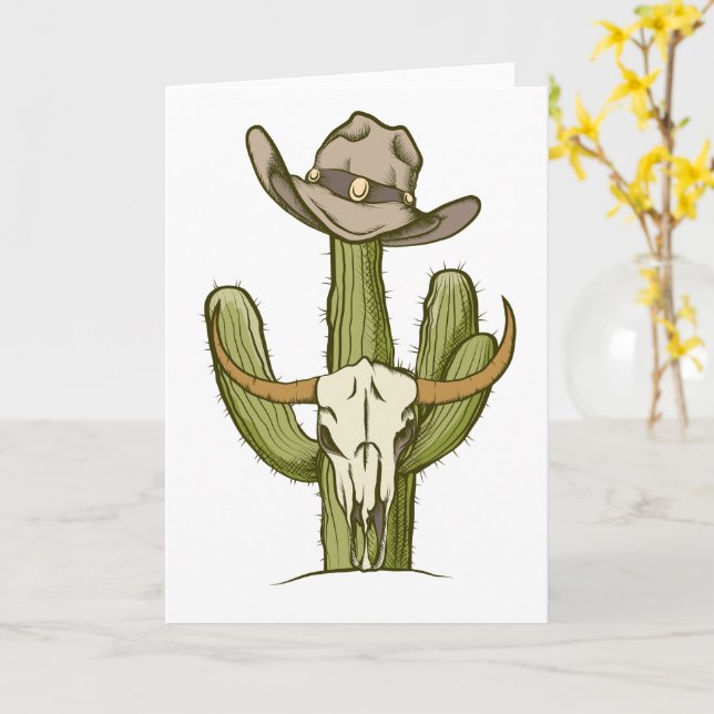 Cowboy in Westen Cactus Yehaw Gift Ideas Kort (Gul blomma)