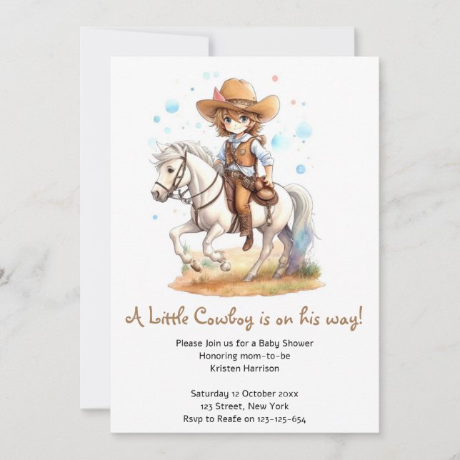 Cowboy-Inspired Vilda western Baby Shower Inbjudningar (Framsida)
