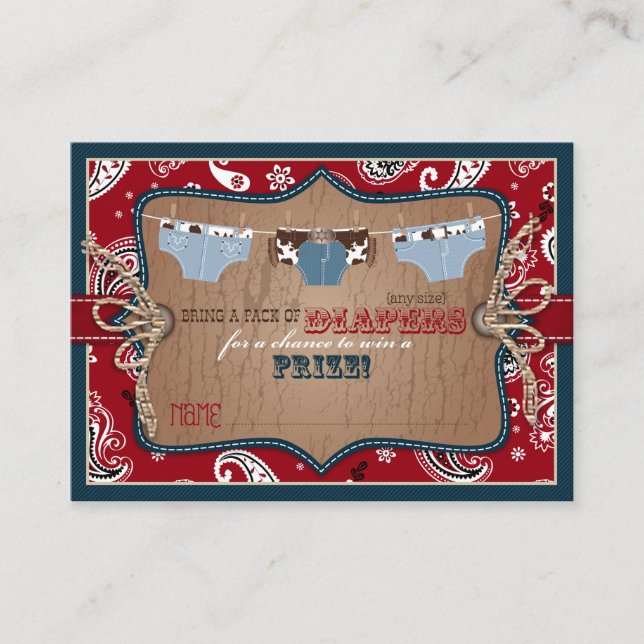 Cowboy Jeans och Chaps Diaper Raffle Biljett Tilläggskort (Framsida)