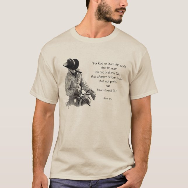 COWBOY: JOHN 3:16: Bibel: Rita konst Tröja (Framsida)