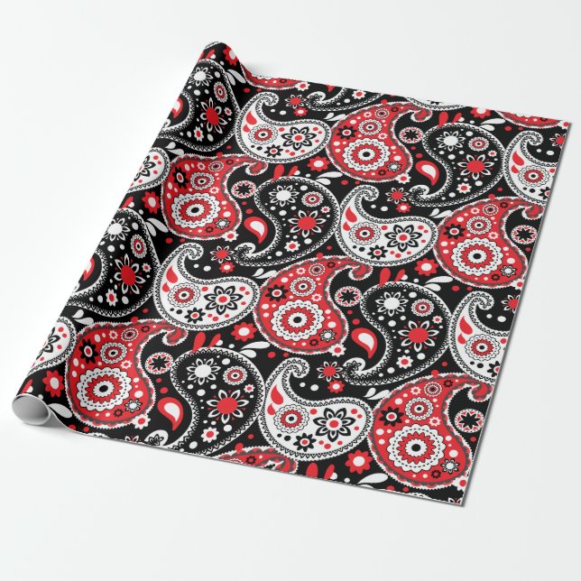 Cowboy jul Red Paisley Land Westernare Presentpapper (Utrullad)