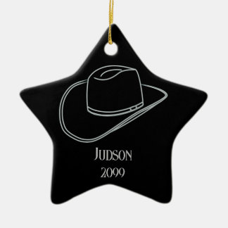Cowboy julhatt stjärna prydnad julgransprydnad keramik