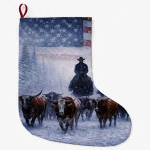 Cowboy julstämning med boskap stor julstrumpa