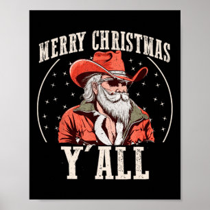 Cowboy Jultomten God jul Y'all Western C Poster