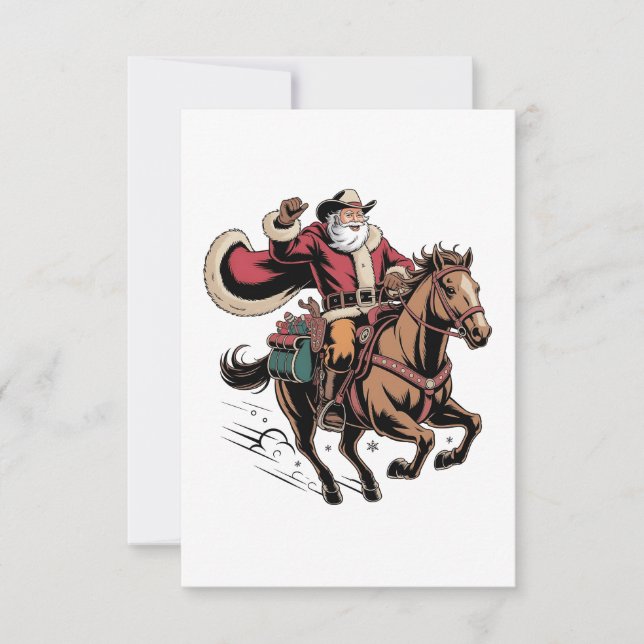 Cowboy Jultomten Riding A Horse Jul (Framsida)