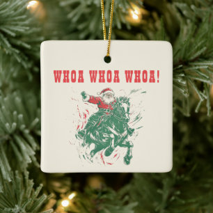 Cowboy Jultomten Roligt Western Rodeo Horse Photo Julgransprydnad Keramik