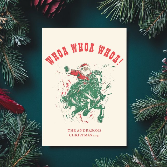 Cowboy Jultomten Roligt Western Rodeo Horse Photo Julkort (Skapare uppladdad)