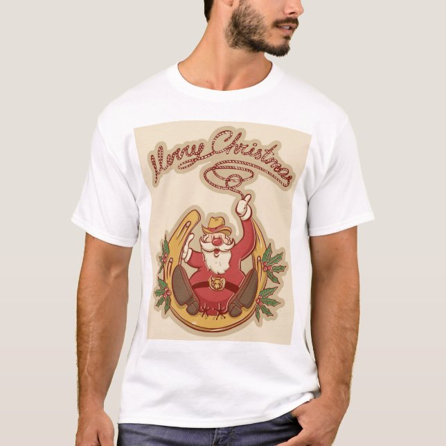 Cowboy Jultomten T Shirt (Framsida)