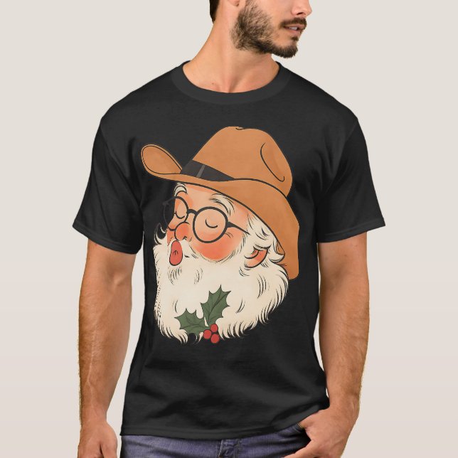 Cowboy Jultomten Western T Shirt (Framsida)