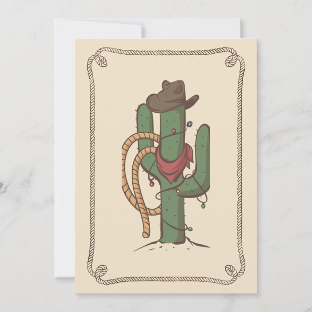 Cowboy Kaktus Illustration Julkort (Framsida)