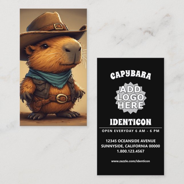 cowboy kapybara visitkort (Fram/baksida)