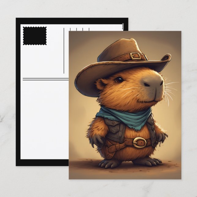 cowboy kapybaror helg vykort (Fram/baksida)