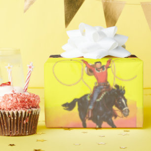 Cowboy Kid on Horse med repor i S.W. Scene Presentpapper