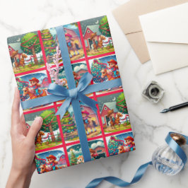 Cowboy Kids Decorating Julgran Presentpapper