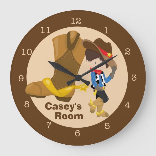 Cowboy Kids Room Stor Klocka (Framsida)