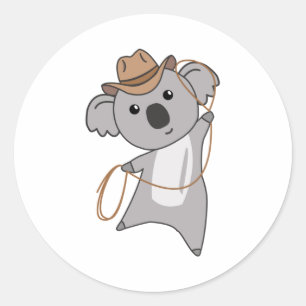 Cowboy Koala Koalas Koala Bear Westerna Australien Runt Klistermärke