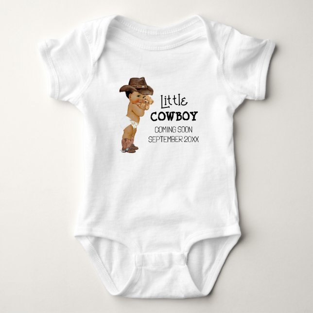 Cowboy kommer snart Gravid-meddelande T Shirt (Framsida)