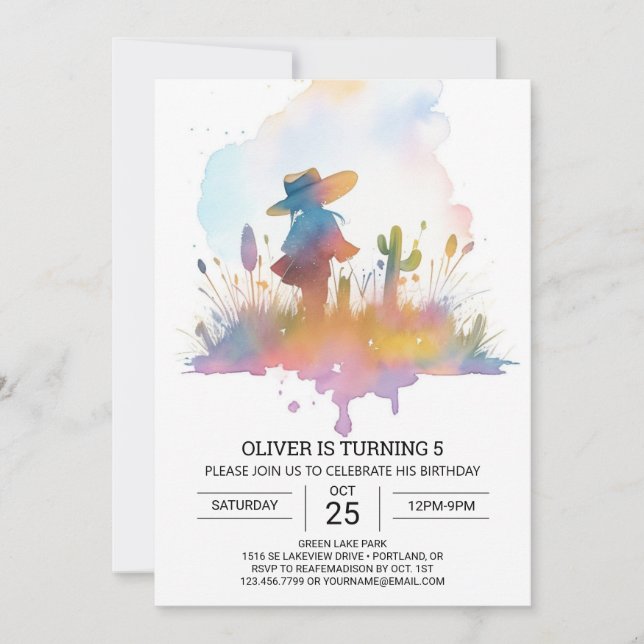 Cowboy Land Life Birthday Inbjudningar (Framsida)