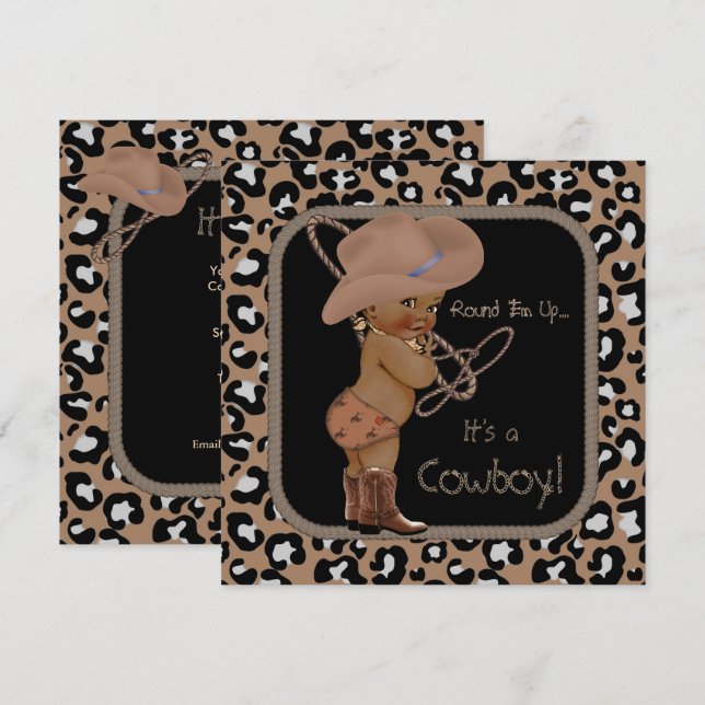 Cowboy Land Western Baby Shower Ethnic Inbjudningar (Fram/baksida)