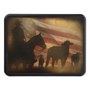 Cowboy Land Westerna Vintage Amerikanska Flagga Dragkroksskydd