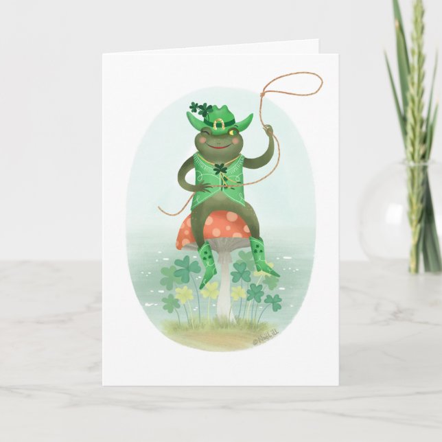 Cowboy Leprechaun Frog St. Patrick's Day Kort (Framsida)