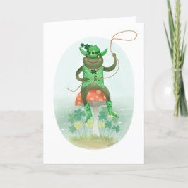 Cowboy Leprechaun Frog St. Patrick's Day Kort