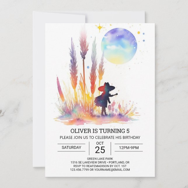 Cowboy Life Online Birthday Inbjudningar (Framsida)