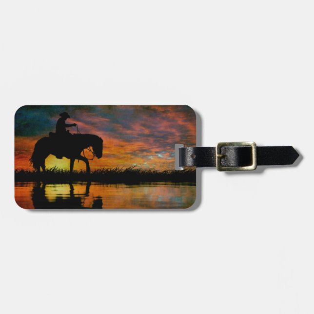 Cowboy Luggage Tag Bagagebricka (Horisontell Framsida)