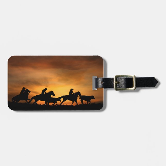 Cowboy Luggage Tags Bagagebricka (Horisontell Framsida)