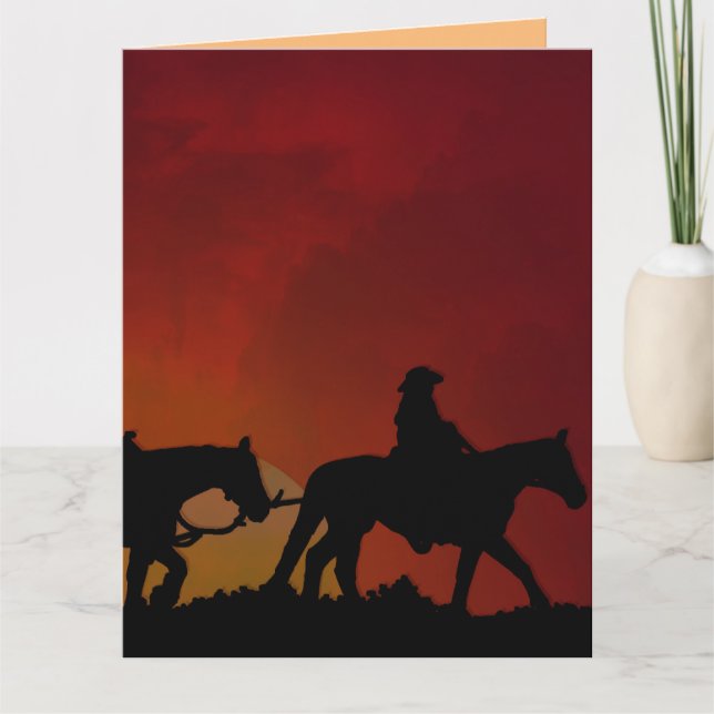 COWBOY LYCKLIG TRAILS BIG BIRTHDAY CARD KORT (Framsida)