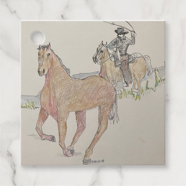 Cowboy Märkre Gåvor Etiketter (Framsida)