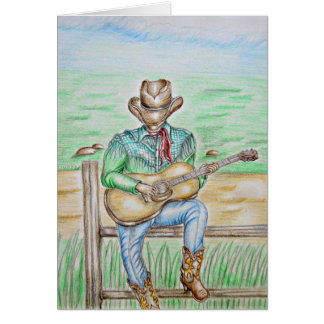 Cowboy med gitarren hälsningskort