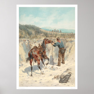 Cowboy med häst i Arroyo... (1324) Poster