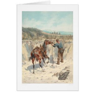 Cowboy med hästen i ravin…, (1324) hälsningskort