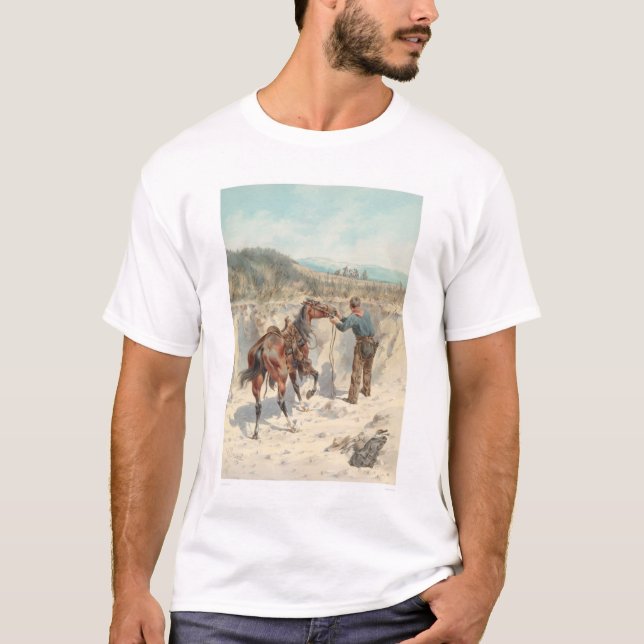 Cowboy med hästen i ravin…, (1324) t-shirt (Framsida)