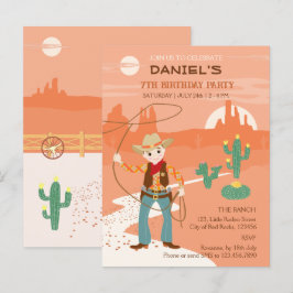 Cowboy med lasso och cacti barns födelsedag Party Inbjudan Vykort