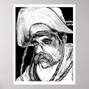 Cowboy med Rope B&W 2 Gibney The MUSEUM Zazzle Poster