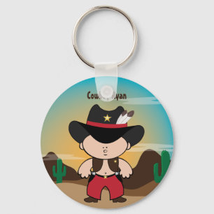Cowboy med sheriffhatten Keychain Nyckelring
