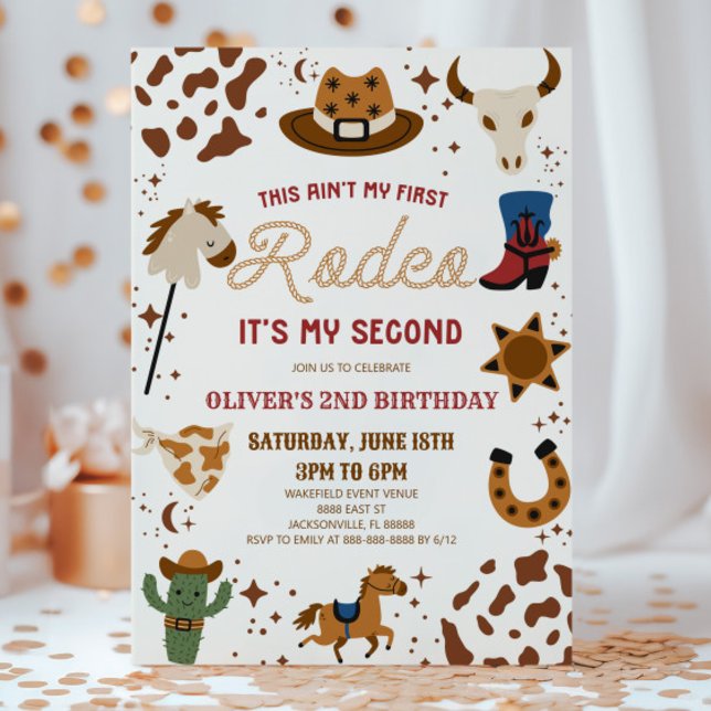 Cowboy Min andra rodeo, andra födelsedagen Party Inbjudningar (Skapare uppladdad)