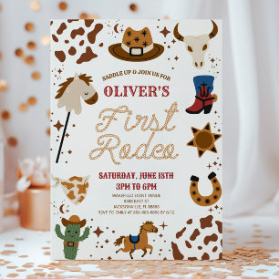 Cowboy Min första rodeo 1:a födelsedag Party Inbjudningar