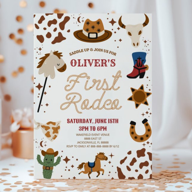 Cowboy Min första rodeo 1:a födelsedag Party Inbjudningar (Skapare uppladdad)