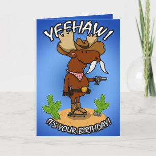 Cowboy Moose Birthday Card Kort