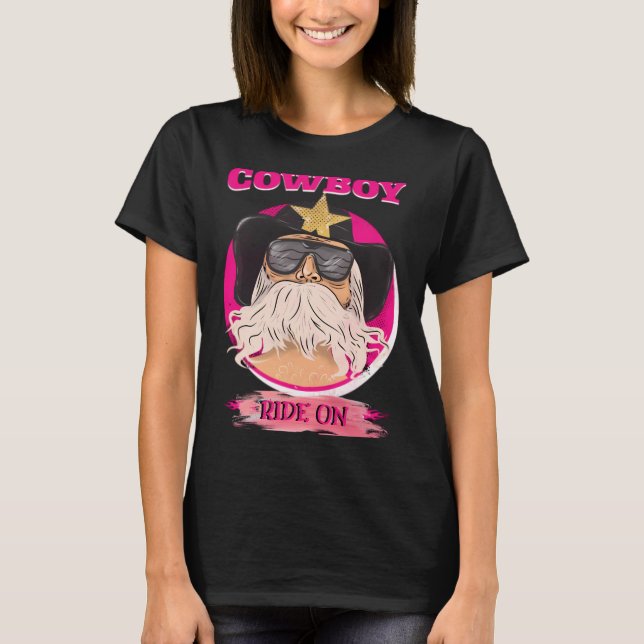 Cowboy Motorcykel T Shirt (Framsida)