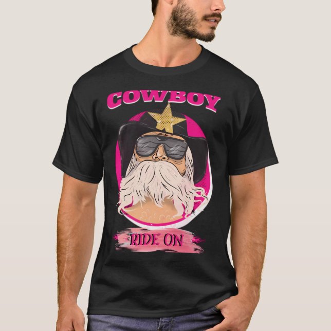 Cowboy Motorcykel T Shirt (Framsida)