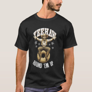 Cowboy Munkälskare Runda Upp Roligt Retro Gammalt T Shirt