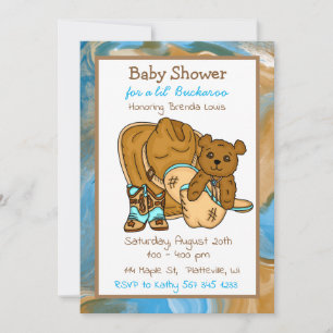 Cowboy Nalle Boy's Baby Shower Inbjudningar