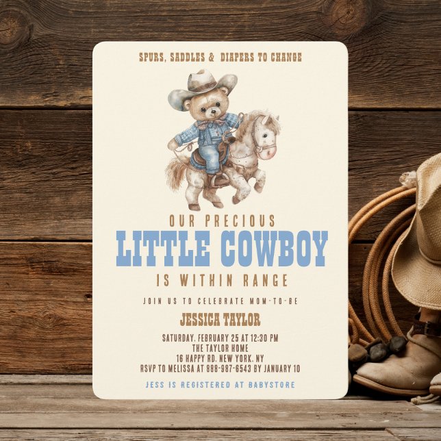 Cowboy Nalle Vilda western Pojke Shower Inbjudningar (Skapare uppladdad)