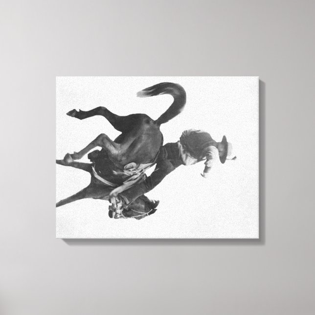 Cowboy Ned Coy Riding Bucking Bronco Named Canvastryck (Framsida)