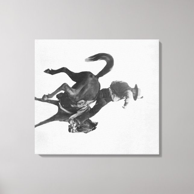 Cowboy Ned Coy Riding Bucking Bronco Named Canvastryck (Framsida)