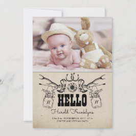 Cowboy Newborn Baby Photo Birth Notice Meddelande